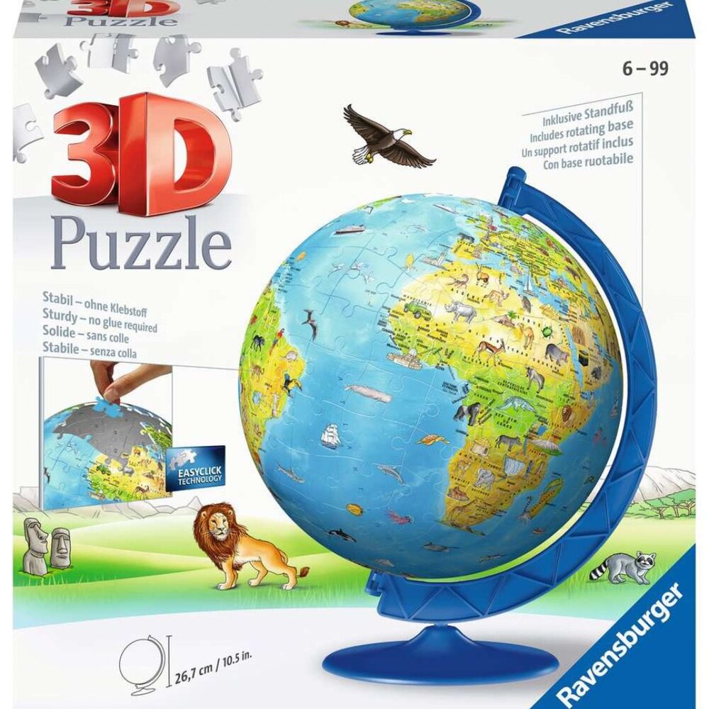 NIB Ravensburger  3D Puzzle  - Children's World Globe 180 Piece-French
